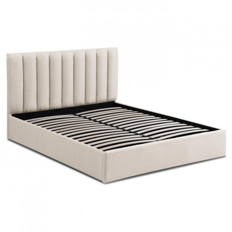 Lit Coffre Design en Tissu "Songa" 160x200cm Beige|Lit Adulte|Paris Prix