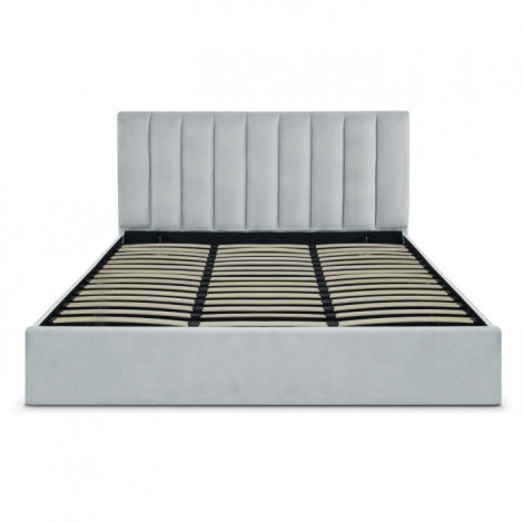 Lit Coffre Design Velours "Songa" 180x200cm Argent|Lit Adulte|Paris Prix
