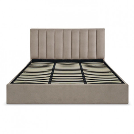 Lit Coffre Design Velours "Songa" 180x200cm Taupe|Lit Adulte|Paris Prix