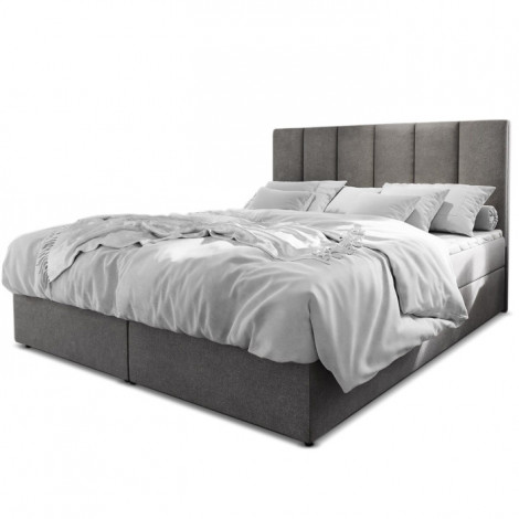 Lit Coffre & Matelas Design "Vatra" 180x200cm Gris|Lit Adulte|Paris Prix