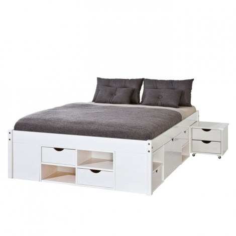 Lit Multi-Rangements "Clark" 180x200cm Blanc|Lit Adulte|Paris Prix
