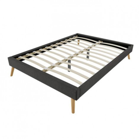 Lit Scandinave en Tissu "Melia" 140x190cm Gris Foncé|Lit Adulte|Paris Prix