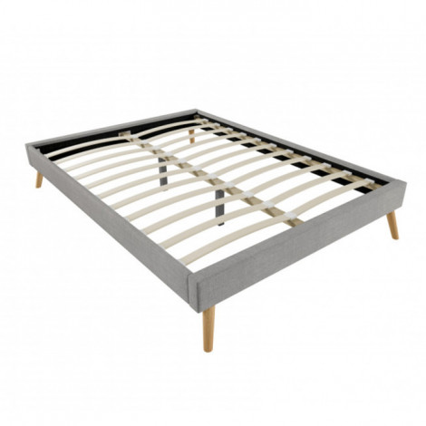 Lit Scandinave en Tissu "Melia" 140x190cm Gris Clair|Lit Adulte|Paris Prix