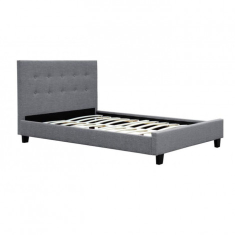 Lit Adulte en Tissu "Groupan" 140x190cm Gris|Lit Adulte|Paris Prix