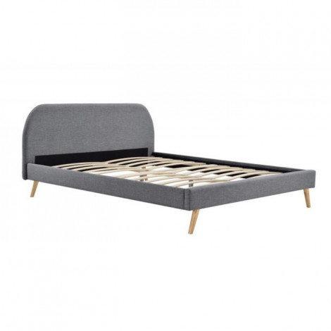 Lit Adulte en Tissu "Opamo" 140x190cm Gris Foncé|Lit Adulte|Paris Prix