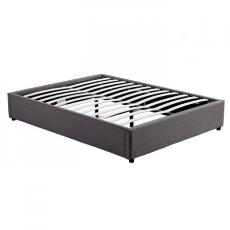 Lit Coffre Design en Tissu "Niura" 140x190cm Gris Foncé|Lit Adulte|Paris Prix