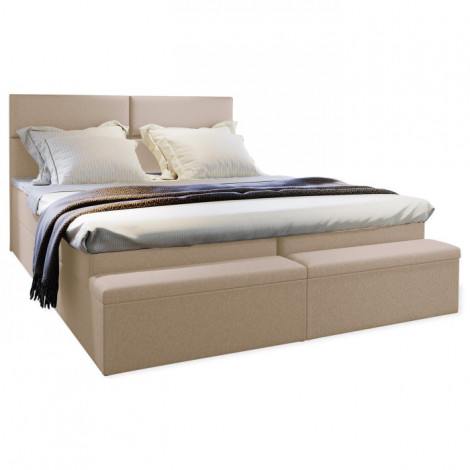 Lit Coffre Adulte "Vanao" 140x200cm Beige|Lit Adulte|Paris Prix