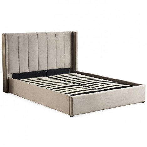 Lit Adulte Sommier Relevable "Fady" 140x190cm Taupe|Lit Adulte|Paris Prix