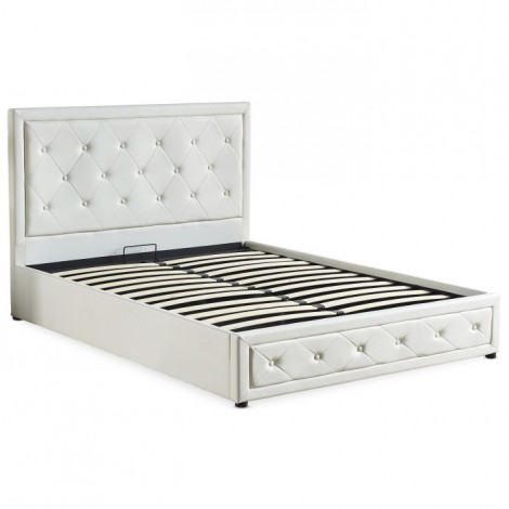 Lit Adulte Sommier Relevable "Adany" 140x190cm Blanc|Lit Adulte|Paris Prix