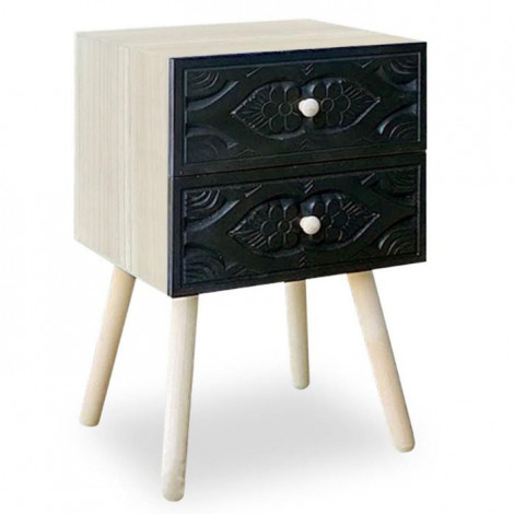 Table de Chevet 2 Tiroirs "Tomina" 42cm Noir|Chevet|Paris Prix