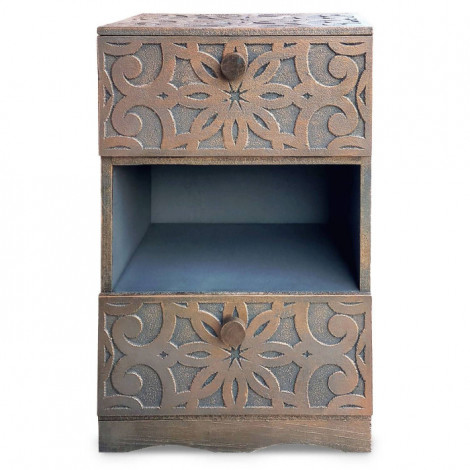 Table de Chevet 2 tiroirs "Orientale" 65cm Cuivre|Chevet|Paris Prix