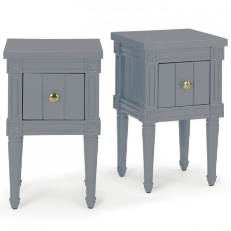 Lot de 2 Tables de Chevet "Franky" 58cm Gris Bleu|Chevet|Paris Prix