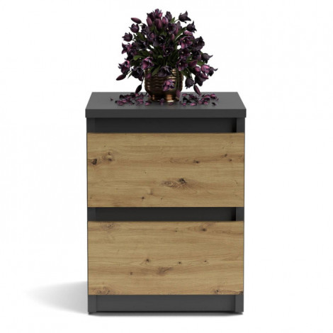 Table de Chevet 2 tiroirs "Moris" 40cm Naturel|Chevet|Paris Prix