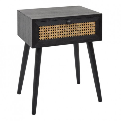 Table de Chevet en Bois 1 Tiroir "Bessie" 50cm Noir|Chevet|Paris Prix