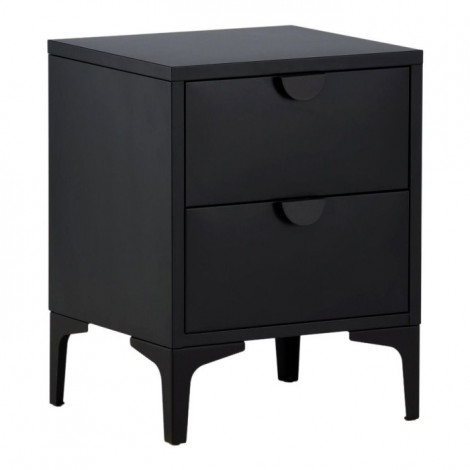 Table de Chevet 2 Tiroirs "Piring" 59cm Noir|Chevet|Paris Prix