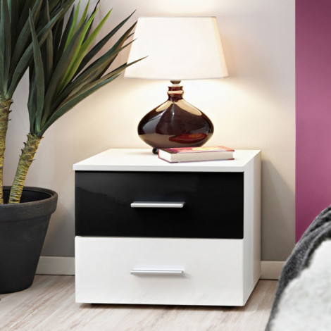 Table de Chevet "Vicky" 50cm Blanc & Noir|Chevet|Paris Prix