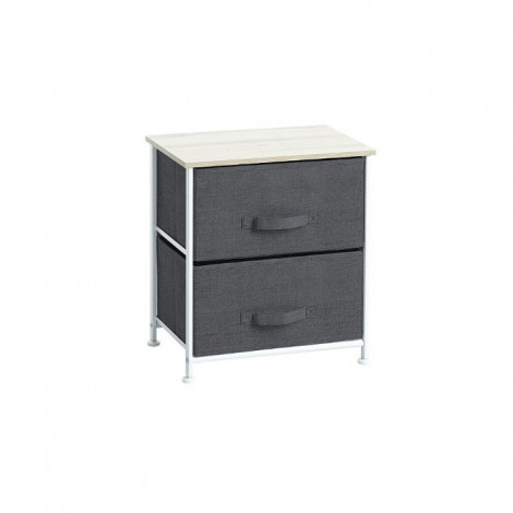 Table de Chevet 2 Tiroirs "Ubud" 51cm Gris Foncé|Chevet|Paris Prix