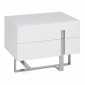 Table de Chevet 2 Tiroirs "Laura" 45cm Blanc Laqué|Chevet|Paris Prix