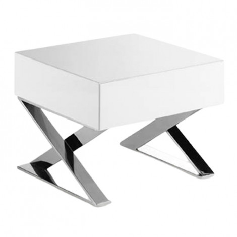 Table de Chevet Design 1 Tiroir "Roco" 38cm Blanc|Chevet|Paris Prix