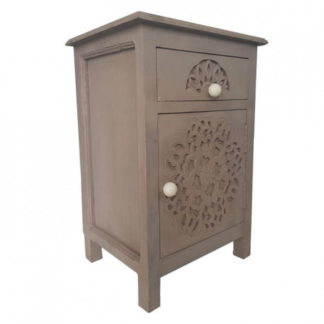 Table de Chevet 1 Tiroir & 1 Porte "Loco" 60cm Taupe|Chevet|Paris Prix