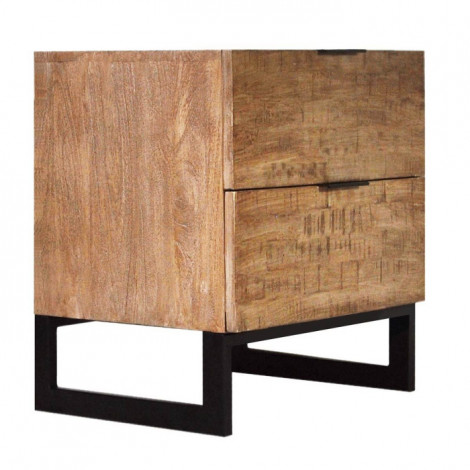 Table de Chevet 2 Tiroirs "Bolta" 55cm Naturel|Chevet|Paris Prix
