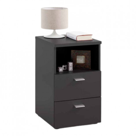 Table de Chevet 2 Tiroirs "Macom" 61cm Noir|Chevet|Paris Prix