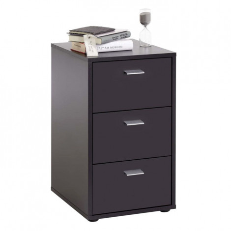 Table de Chevet 3 Tiroirs Design "Gania" 62cm Noir|Chevet|Paris Prix