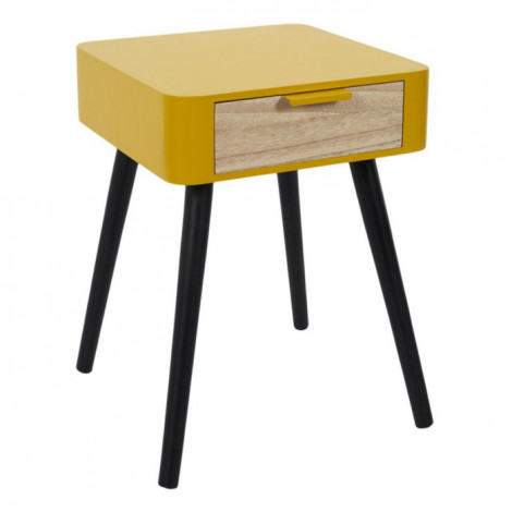 Table de Chevet 1 Tiroir "Bois" 48cm Jaune Moutarde|Chevet|Paris Prix