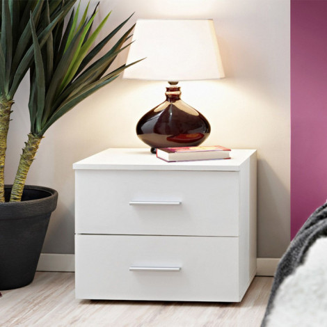 Table de Chevet "Vicky" 50cm Blanc Mat|Chevet|Paris Prix