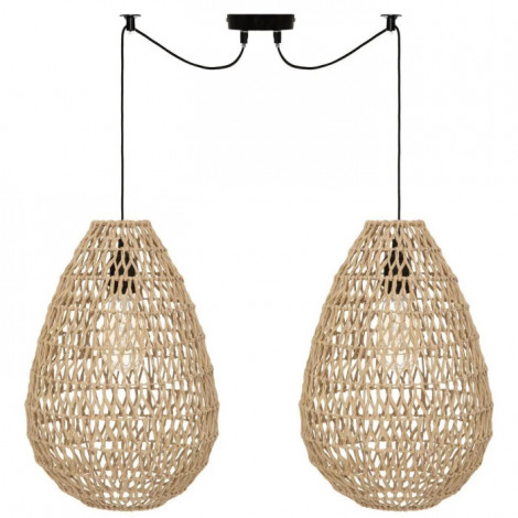 Lampe Suspension 2 Têtes Déco "Etel" 41cm Beige|Suspensions|Paris Prix