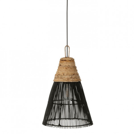 Lampe Suspension en Rotin "Cone" 42cm Noir|Suspensions|Paris Prix