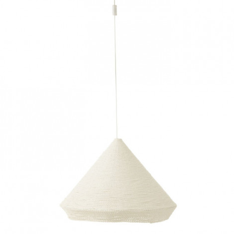 Lampe Suspension en Raphia "Cône" 65cm Blanc|Suspensions|Paris Prix