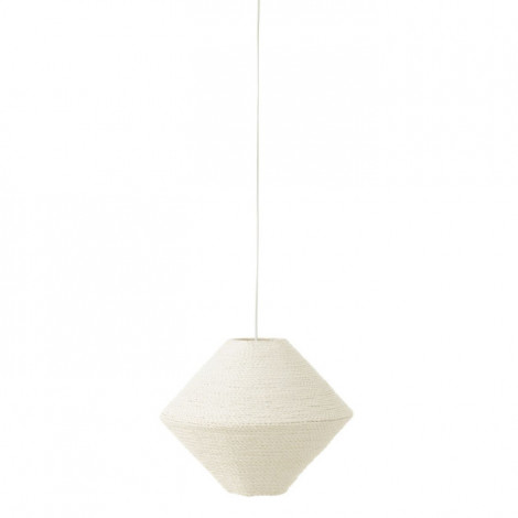Lampe Suspension en Raphia "Soucoupe" 40cm Blanc|Suspensions|Paris Prix
