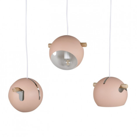 Lampe Suspension Design 3 Lampes "Tubbie" 73cm Rose Poudré|Suspensions|Paris Prix