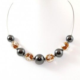 Collier Style Murano et perles d'Hématite