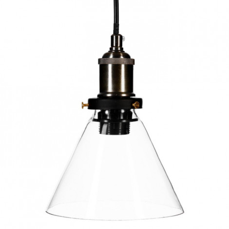 Lampe Suspension Métal Conique "Alak" 18cm Transparent|Suspensions|Paris Prix