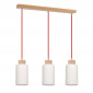 Lampe Suspension 3 Têtes "Bosco" 52cm Hêtre & Rouge|Suspensions|Paris Prix