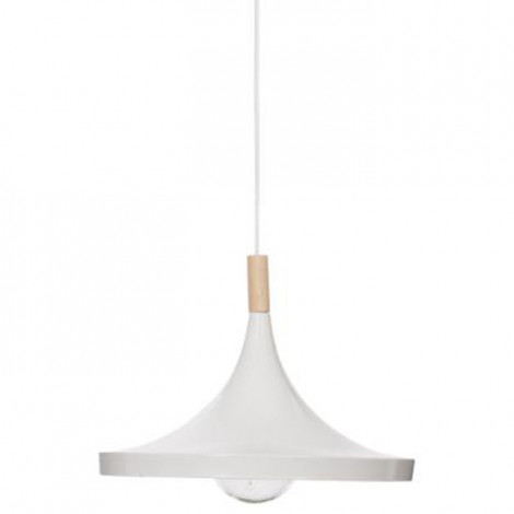 Lampe Suspension Design "Métal & Bois" 32cm Blanc|Suspensions|Paris Prix