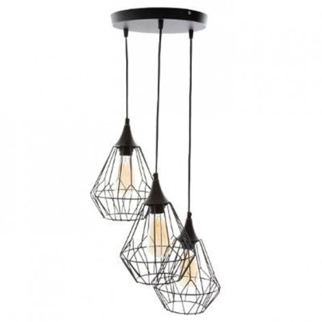 Lampe Suspension à 3 Têtes "Tarbes" 80cm Noir|Suspensions|Paris Prix