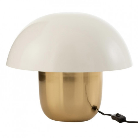 Lampe à Poser "Champignon Métal" 50cm Blanc & Or|Lampes à poser|Paris Prix