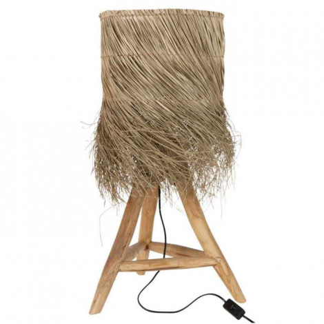 Lampe à Poser en Teck "Rafi" 80cm Naturel|Lampes à poser|Paris Prix