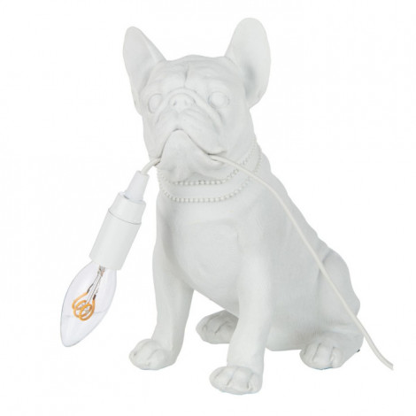Lampe à Poser Déco "Bulldog" 28cm Blanc|Lampes à poser|Paris Prix