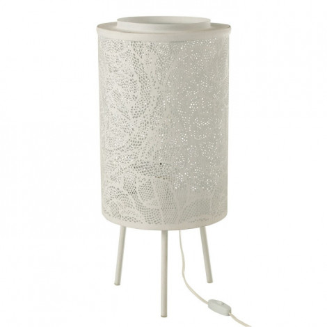 Lampe à Poser en Métal "Perforée" 65cm Blanc|Lampes à poser|Paris Prix