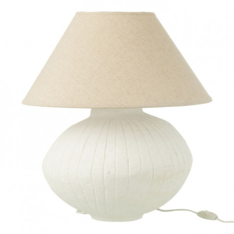 Lampe à Poser Papier Mâché "Bali Bliss" 52cm Blanc|Lampes à poser|Paris Prix