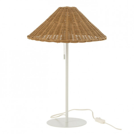 Lampe à Poser en Rotin "Preston" 50cm Naturel & Blanc|Lampes à poser|Paris Prix