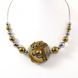 Collier style Murano et perles d'Hématite