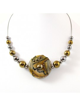 Collier style Murano et perles d'Hématite