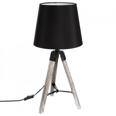 Lampe à Poser Trépied en Bois "Runo" 58cm Noir|Lampes à poser|Paris Prix