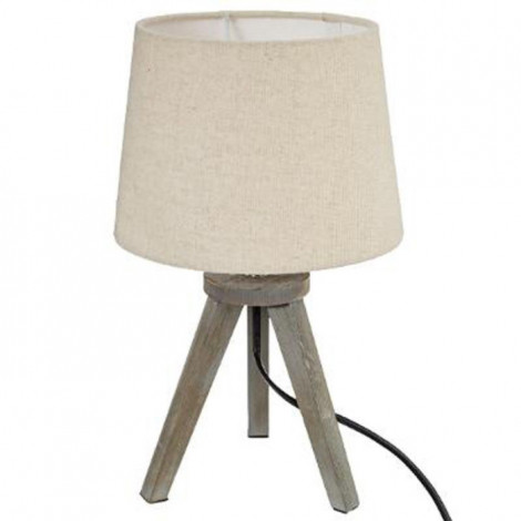 Lampe à Poser Trépied en Bois "Alexis" 31cm Lin|Lampes à poser|Paris Prix
