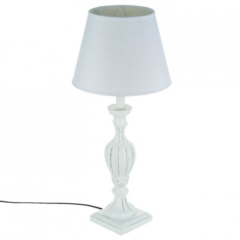Lampe en Bois Patiné "Cabeloh" 55cm Blanc|Lampes à poser|Paris Prix